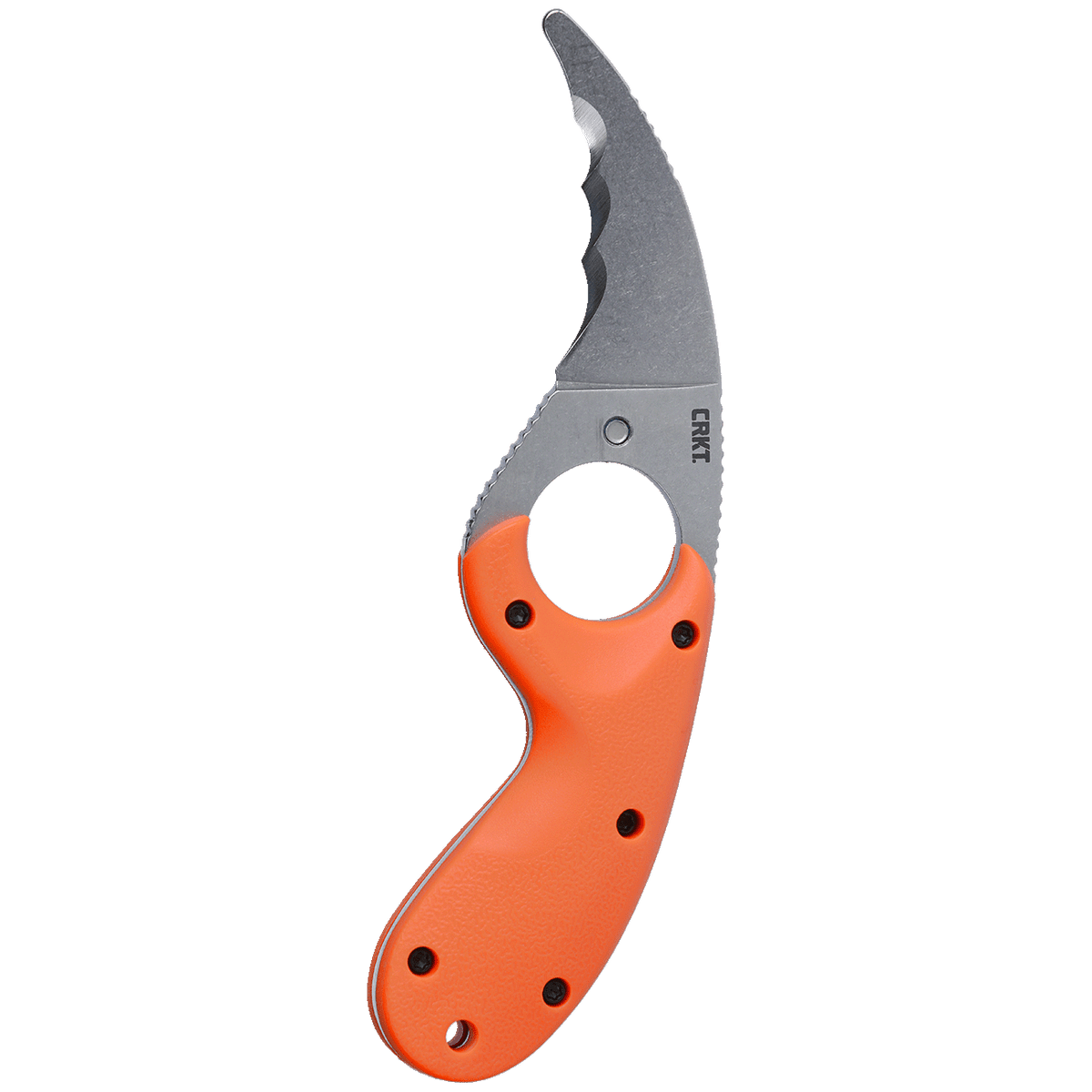 Bearclaw Rettungsmesser mit feststehender Hakenklinge, ergonomischer Fingeröffnung und signalorangefarbenem Griff für maximale Kontrolle bei Rettungseinsätzen. Ideal zum schnellen Durchtrennen von Seilen, Gurten, Leinen und Gurtband bei Wasserrettung, Strömungsrettung, Feuerwehr, Rettungsdienst und Outdoor-Abenteuern.