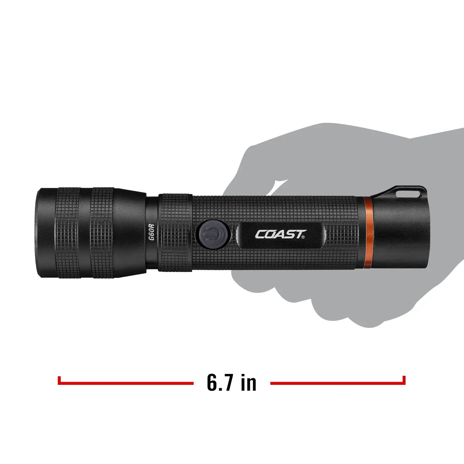COAST G60R kompakte LED Taschenlampe mit einer Länge von 17 cm (6,7 Zoll), wiederaufladbarer Hochleistungsleuchte für Outdoor, Camping, Feuerwehr, Rettungsdienst, Security und professionelle Einsätze.