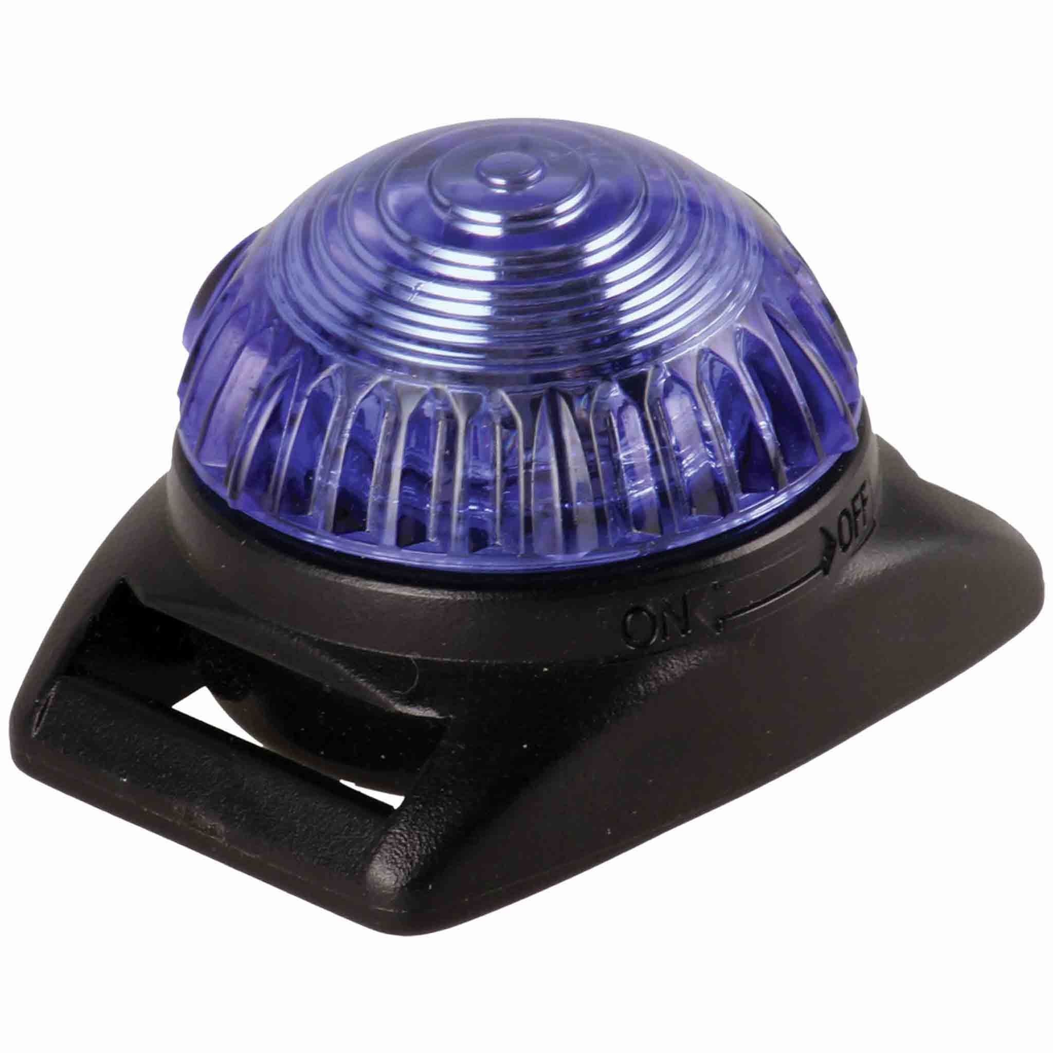 Blaue LED-Positionsleuchte mit robuster Clipbefestigung zur Kennzeichnung von Einsatzkräften, Ausrüstung und Fahrzeugen. Kompakte Sicherheits- und Markierungsleuchte für Feuerwehr, THW, Rettungsdienst, Wasserrettung, Katastrophenschutz und Nachteinsätze.