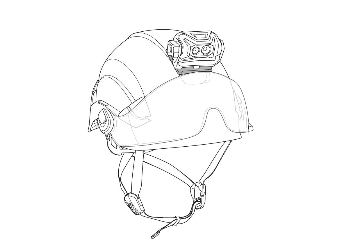 Petzl Helmet Adapt Pro Helmhalterung zur sicheren Befestigung von Stirnlampen an Feuerwehr-, Industrie- und Rettungshelmen. Robustes Montagesystem für Petzl PIXA, SWIFT und weitere kompatible Einsatzleuchten bei Feuerwehr, THW, Rettungsdienst und Höhenrettung.
