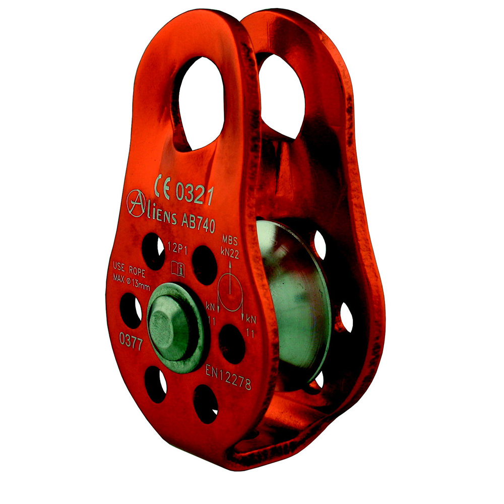 Umlenkrolle der Marke Aliens in orange mit silberfarbener Rolle.