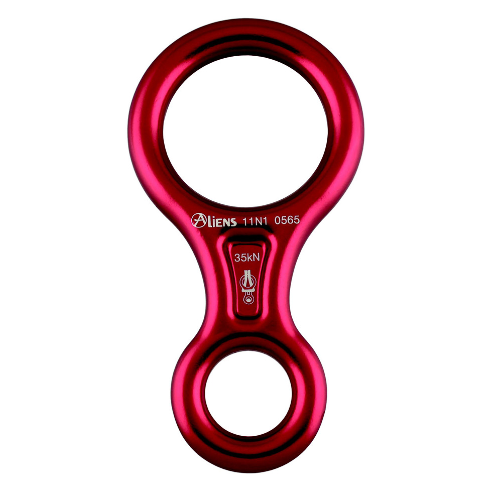 Abseilacht mit zwei Karabiner Einführung, ausgelegt für 35kN in rot.