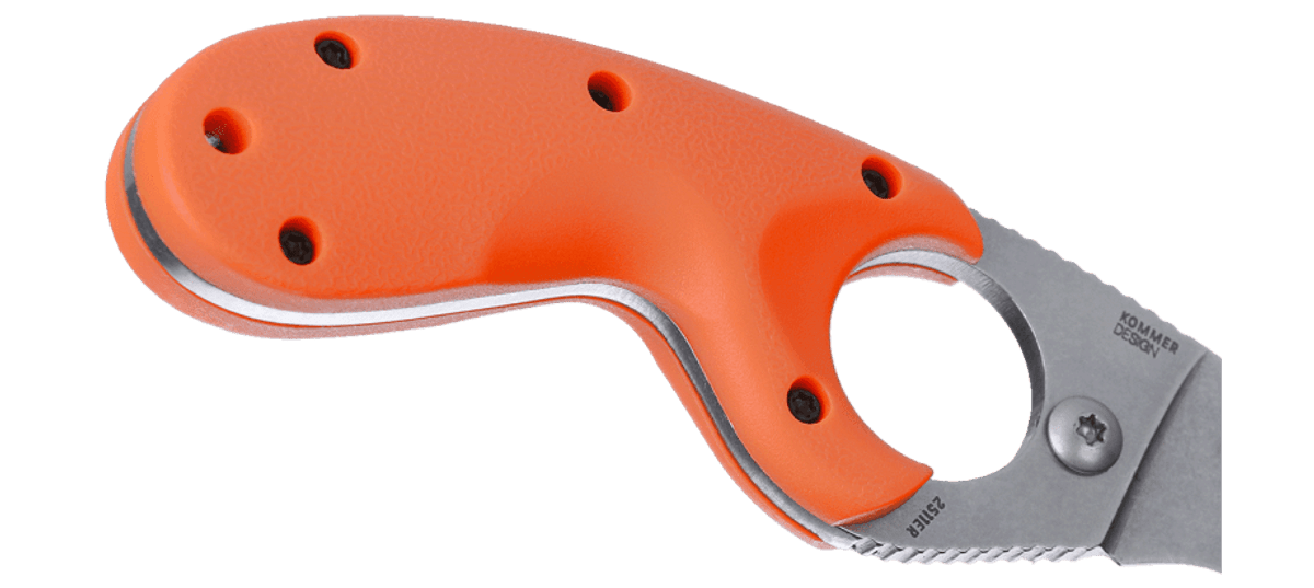 Bearclaw Rettungsmesser mit robuster Tanto-Klinge, ergonomischer Fingeröffnung und signalorangefarbenem Griff für maximale Kontrolle und sicheren Halt. Professionelles Rettungs- und Sicherheitsmesser für Wasserrettung, Strömungsrettung, Feuerwehr, Rettungsdienst, Outdoor, Survival sowie technische Einsätze zum Schneiden von Seilen, Gurten und Leinen.